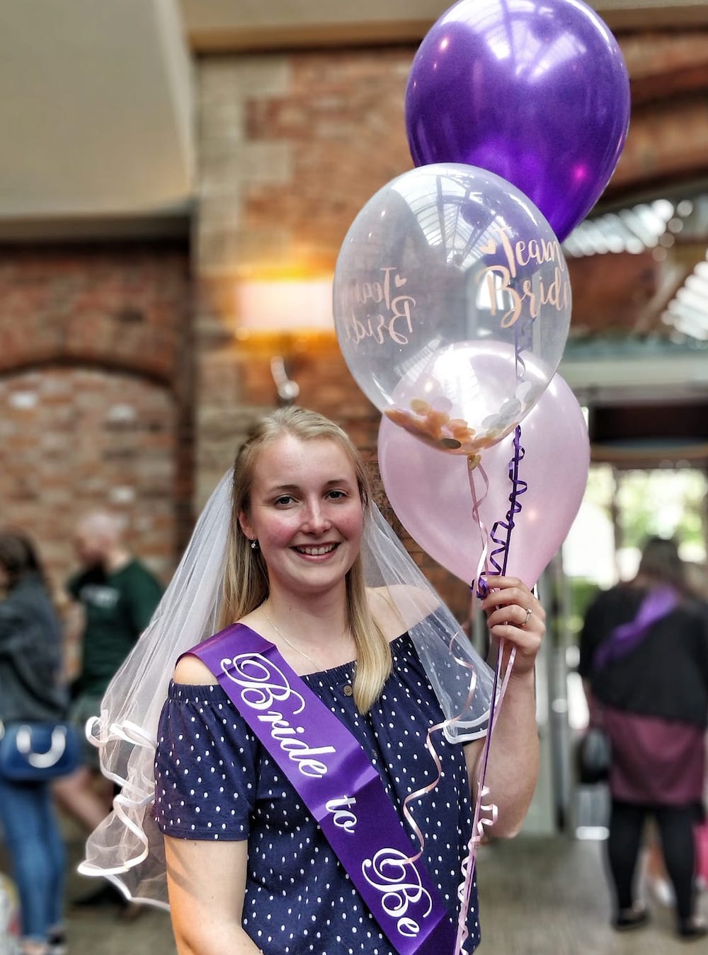 Jessica and balloons at hen do knutsford 2019
